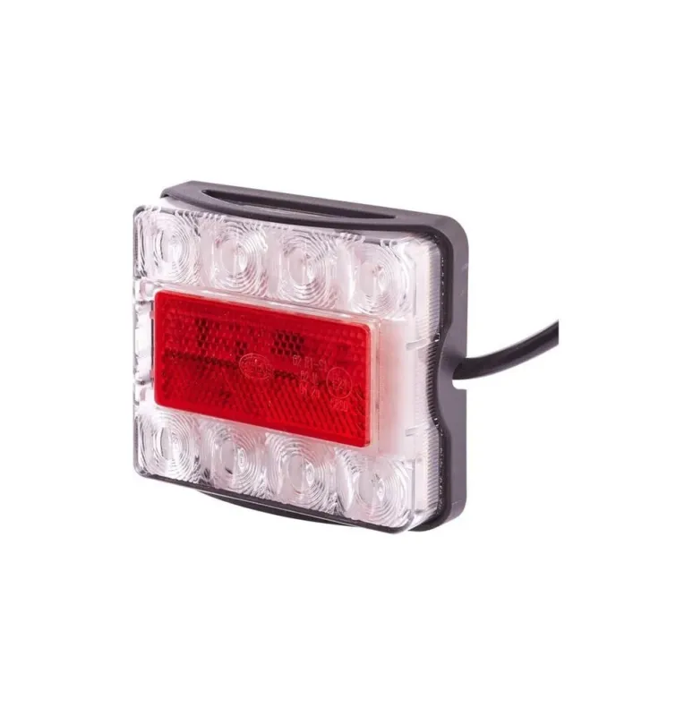 Łatwy zwrot Lampa tylna zespolona LED, prostokątna 21W 12/24V przezroczysta/czerwona przykręcana 8 szt. LED Hella